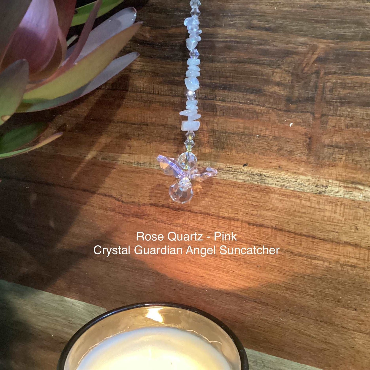 Angel of Rose Quartz Suncatcher Pink